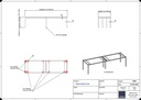 URANE. Table sur mesure - Pieds en tube 50*50mm