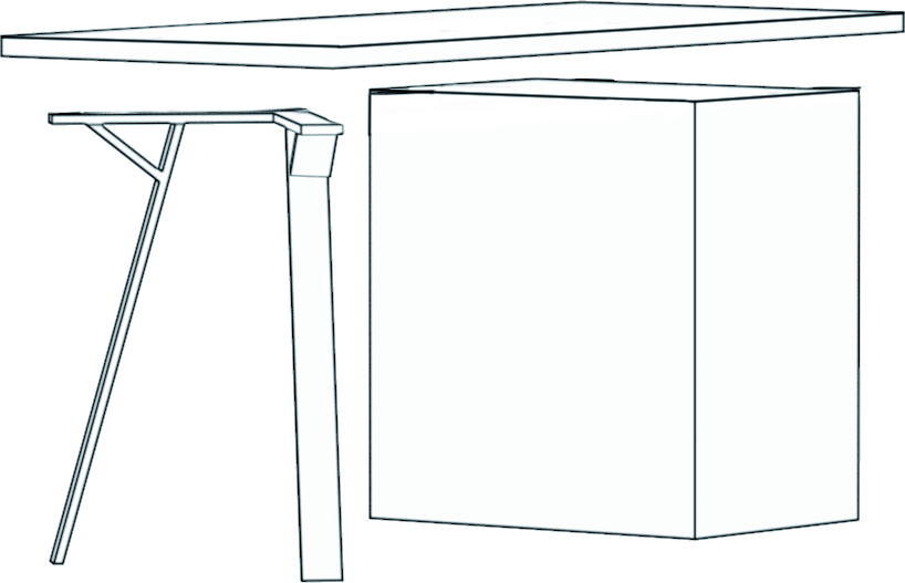 Demie Table Well largeur fixe 66 cm hauteur sur mesure