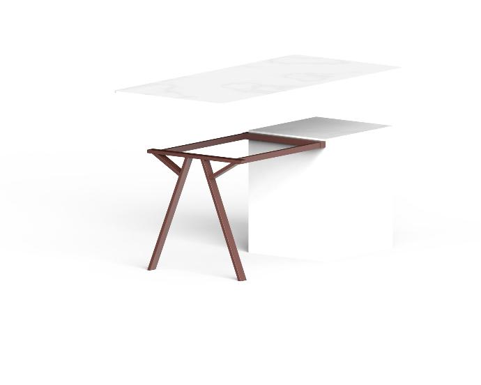 WASABI. Demi table avec vérins de réglage (+5mm) - Longueur sur mesure - Largeur 700mm
