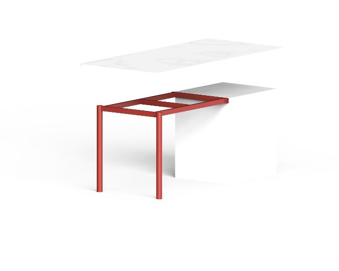 XOXO. Demi table sur mesure avec vérins de réglage (+/- 5mm)