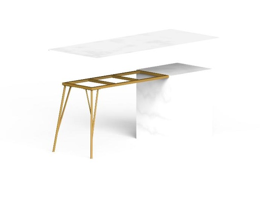 DELTA. Demi table sur mesure avec vérins de réglage (+5mm) - Pieds en tube 28/22/16mm